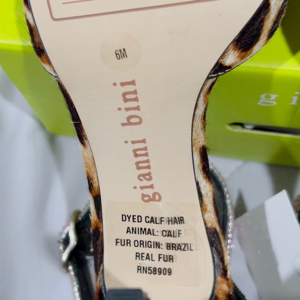 Gianni Bini Leopard Print Heels with Black Details - Picture 5 of 10